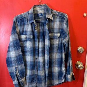 George Blue and Gray Plaid Shirt Jacket